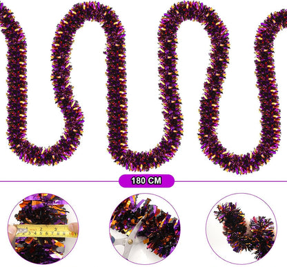 Purple Orange Dual Color Glitter Garland 180 cm