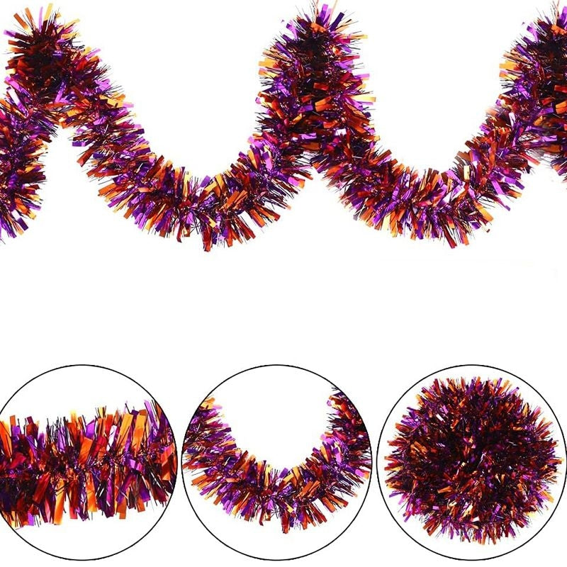 Purple Orange Dual Color Glitter Garland 180 cm