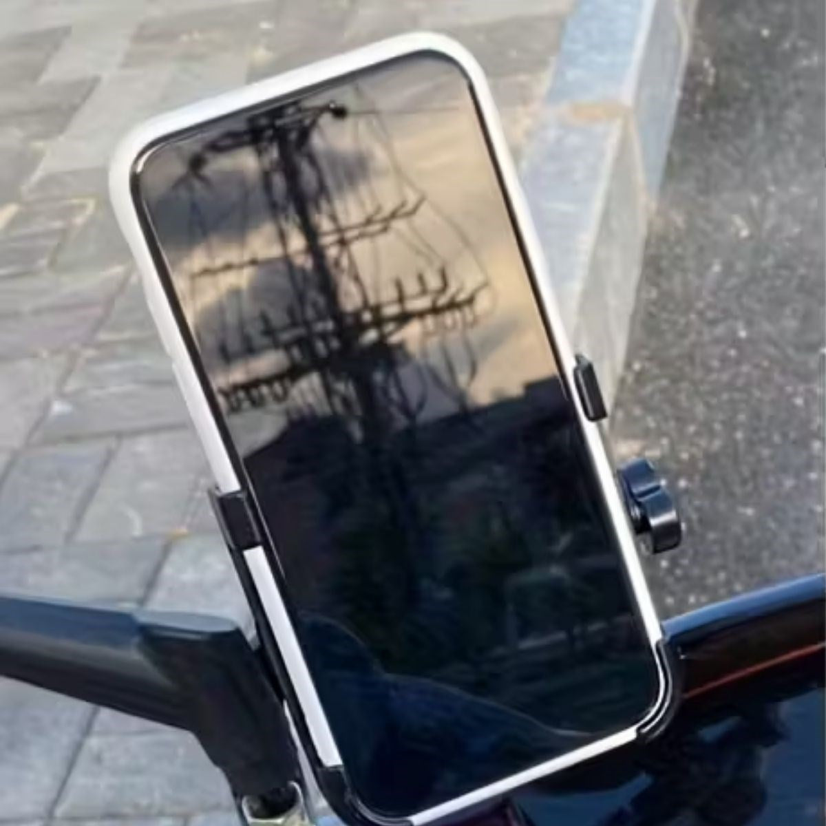 Motosiklet Gidon Telefon Tutucu-360° Döner, Kaymaz Sabitleme Sistemli, Sarsıntı Önleyici Telefon Tutucu Aparat (5347)