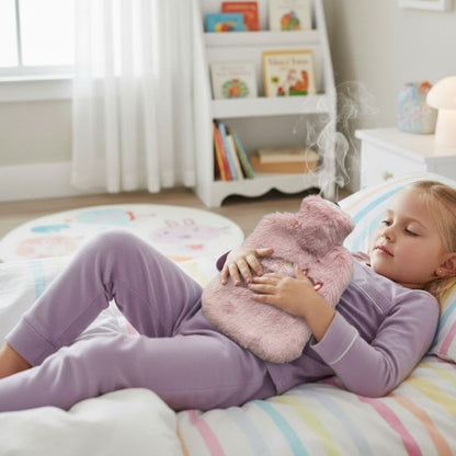 Mutlu Robot Hayvan Figürlü Pembe Peluş Sıcak Su Torbası 1 Lt - Yumuşak Kılıf, Uzun Süre Sıcak Tutan Termal Su Torbası (5347)