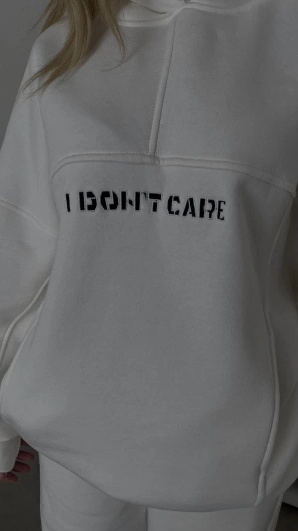 Embroidered Three-Thread Sweatshirt Set - White