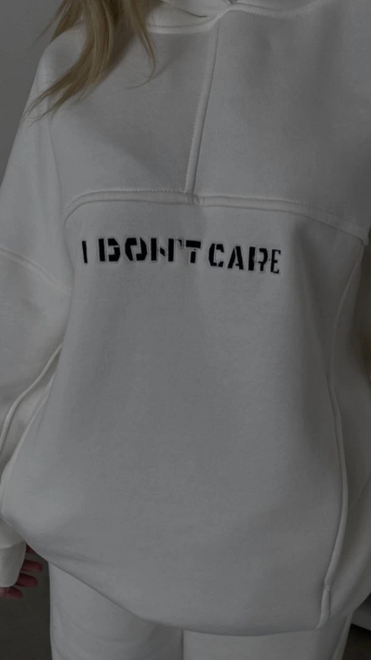 Embroidered Three-Thread Sweatshirt Set - White