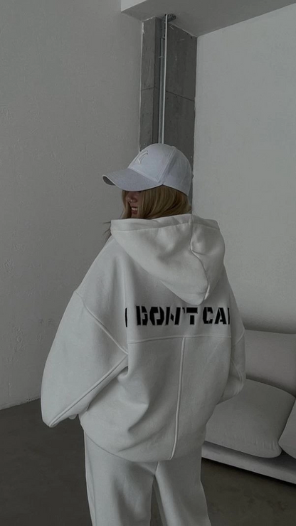 Embroidered Three-Thread Sweatshirt Set - White