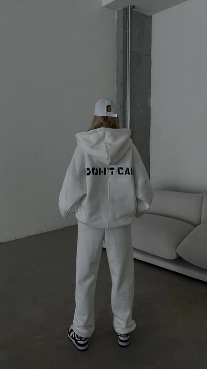 Embroidered Three-Thread Sweatshirt Set - White