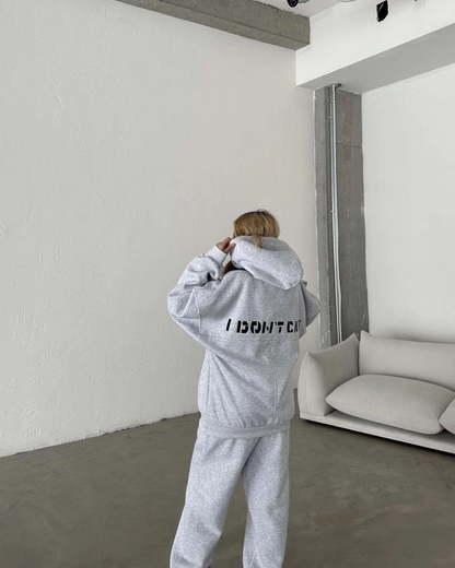 Embroidered Three-Thread Sweat Suit - Grey