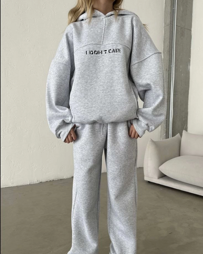 Embroidered Three-Thread Sweat Suit - Grey