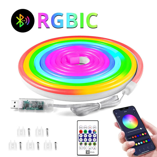 إضاءة النيون LED المرنة - RGB MAGIC SMART - حزمة 5 متر IP67 - جهاز تحكم عن بعد + تطبيق (5347)