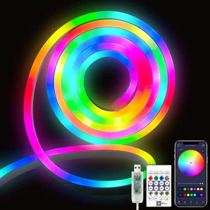 إضاءة النيون LED المرنة - RGB MAGIC SMART - حزمة 5 متر IP67 - جهاز تحكم عن بعد + تطبيق (5347)