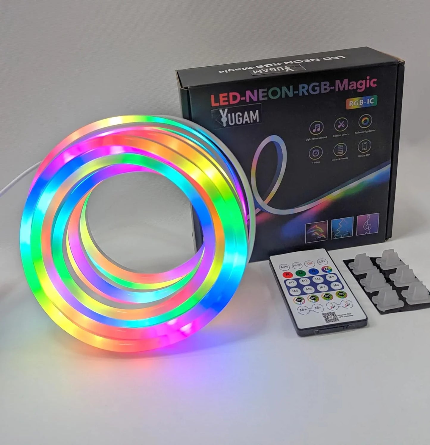 إضاءة النيون LED المرنة - RGB MAGIC SMART - حزمة 5 متر IP67 - جهاز تحكم عن بعد + تطبيق (5347)