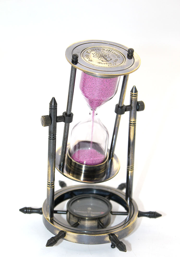 Brass Helm Compass Hourglass
