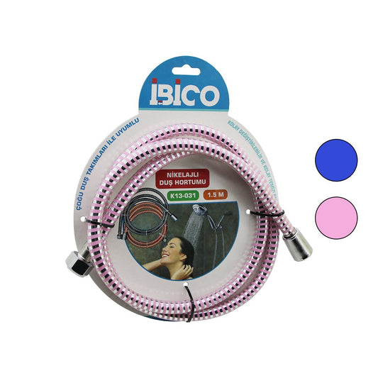 CHROMED COLORFUL PLASTIC SHOWER HOSE ANTI-TWIST=DOES NOT TANGLE-DOES NOT KINK-DOES NOT BREAK 1.5MT BOXED (5347)