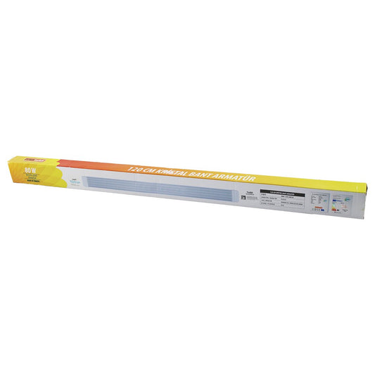 NİSALUCE EAMP-107 2 PCS 80W 120CM KRİSTAL BANT ARMATÜR BEYAZ=6500K ALÜMİNYUM KAPAK IP20 - Y BAĞLANTI (5347)