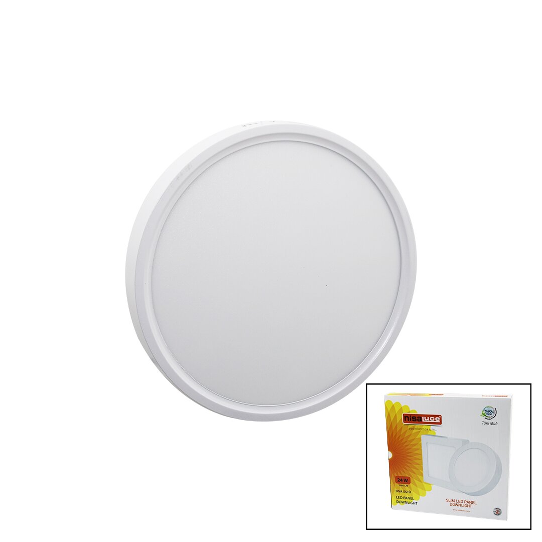 NİSALUCE EPL-24SÜ 24W WHITE METAL CASE SURFACE MOUNTED ROUND LED SLIM PANEL 1680LM WHITE=6500K 30,000 HOURS LIFE (5347)