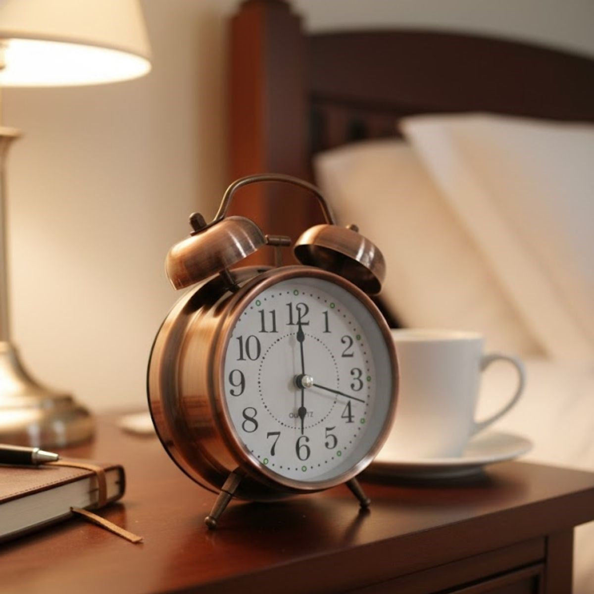 Nostaljik Çalar Saat - Retro Tasarım, Sessiz Akan Mekanizma, Yüksek Sesli Alarm, Masa ve Komodin İçin Dekoratif Saat (5347)