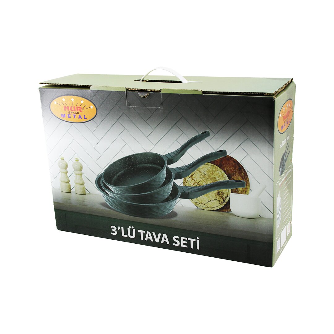 NUR IŞIKLAR METAL 3PCS DÖKÜM TAVA SETİ 20-24-28CM (5347)