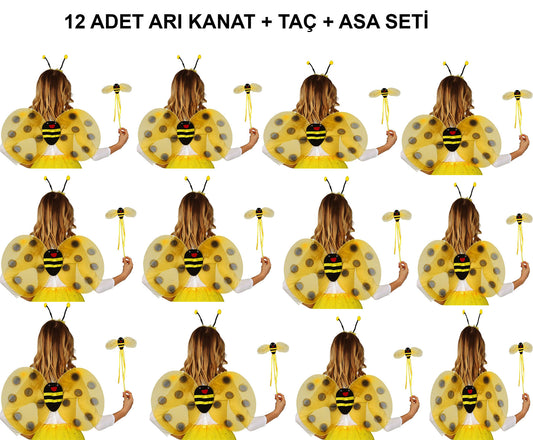 Okul Gösterileri için 12'li Arı Kanadı Seti - Etkinlik Kanatları (5347)