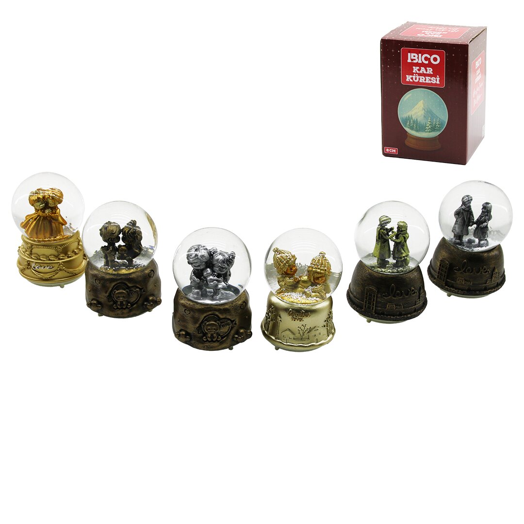 ORTA BOY - 8CM PİLLİ - IŞIKLI MÜZİKLİ KAR KÜRESİ CAM ESKİTME İNSAN FİGÜRLÜ - DESEN MİX RENKLİ HERHANGİ BİR TANESİ GÖNDERİLİR (5347)