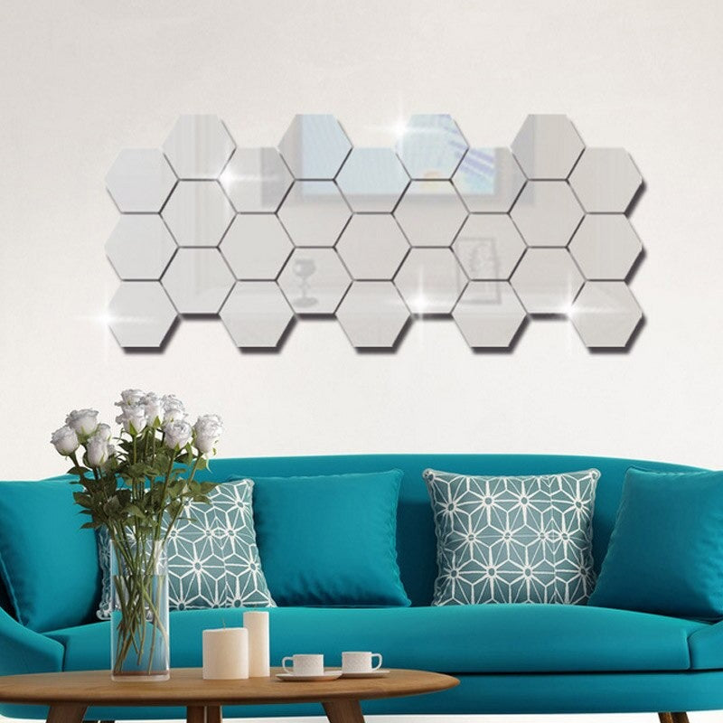 Self-Adhesive Acrylic Silver Mirror Set 12 Pieces