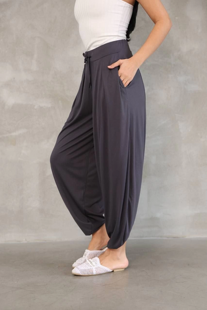 Osy Modal Yumuşak Dokulu Kumaş Şalvar Pantalon - Antrasit