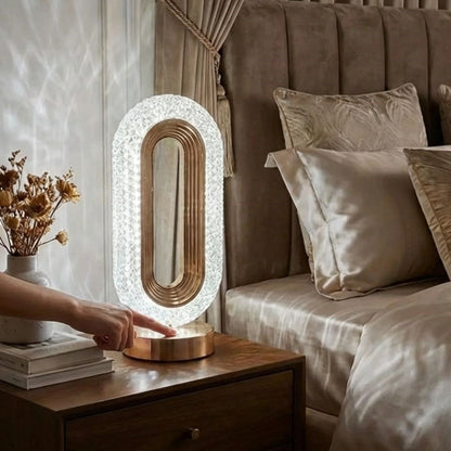 Oval Şeklinde Kristal LED Masa Lambası - Dokunmatik, 3 Renk Işık Modlu, Şarjlı Dekoratif Gece Lambası (5347)