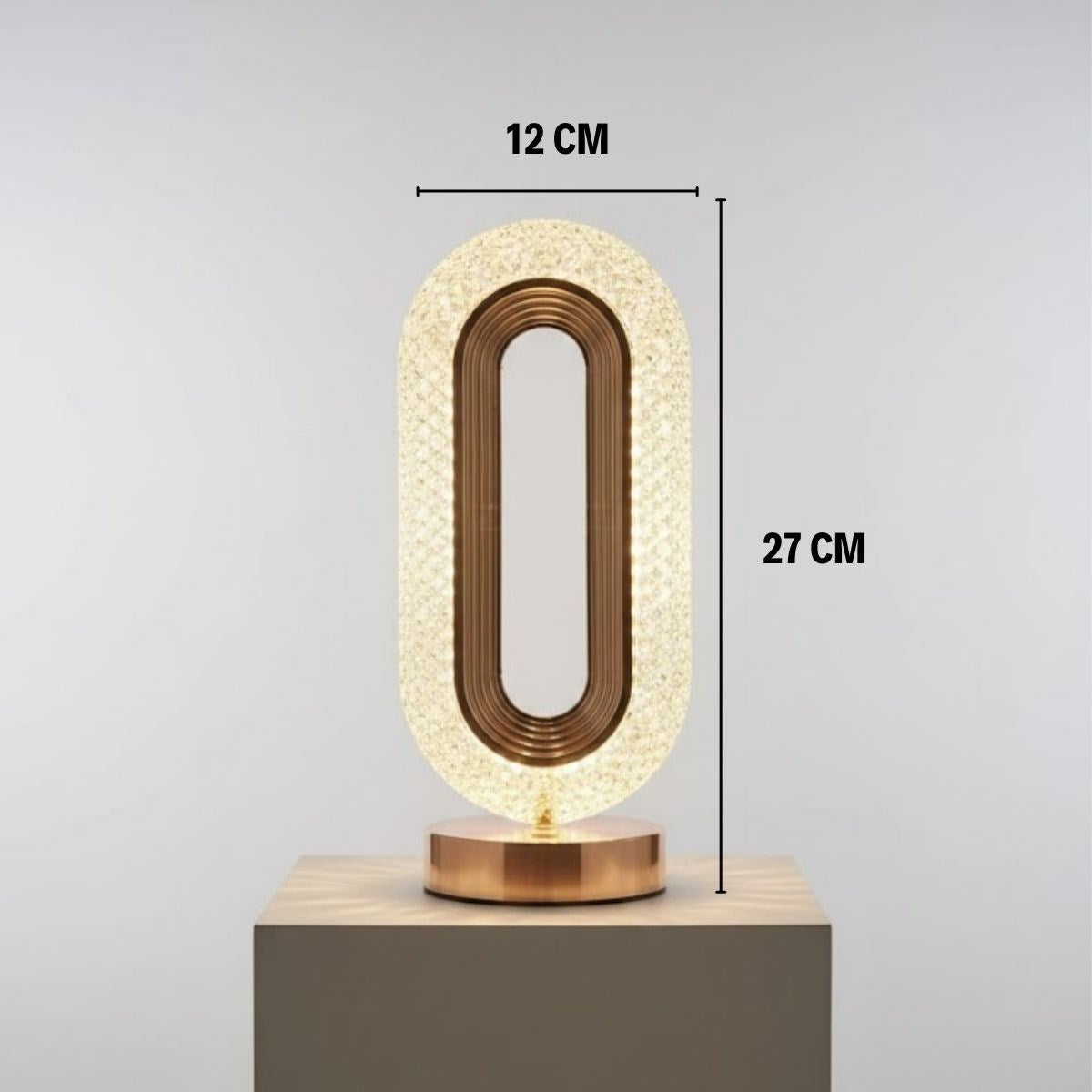 Oval Şeklinde Kristal LED Masa Lambası - Dokunmatik, 3 Renk Işık Modlu, Şarjlı Dekoratif Gece Lambası (5347)
