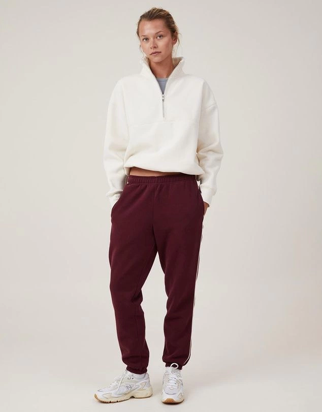 Oversize Half-Zipper Collared Basic Sweatshirt - White