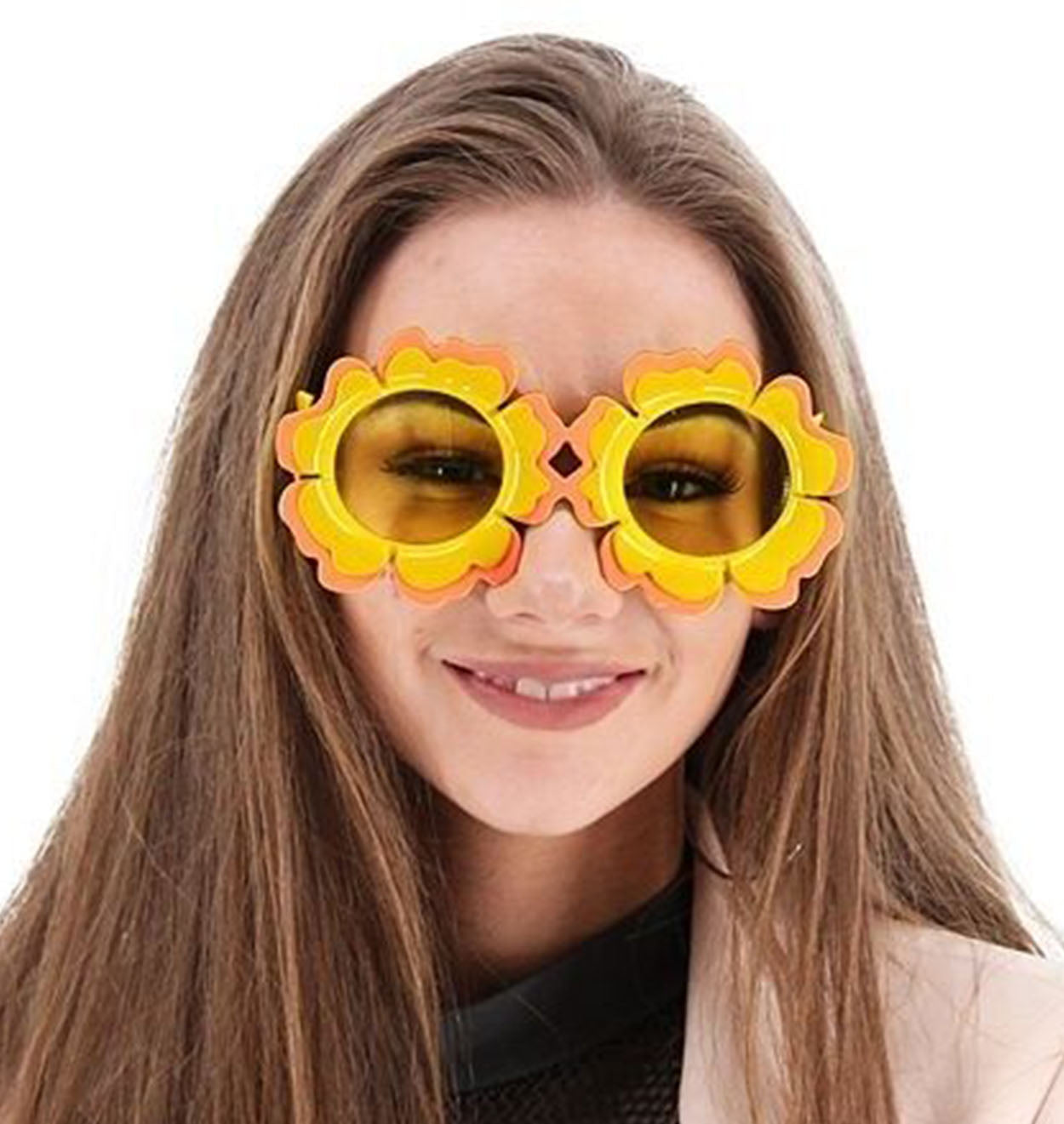 Daisy Shaped Orange Yellow Hawaiian Party Glasses