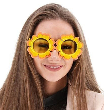 Daisy Shaped Orange Yellow Hawaiian Party Glasses
