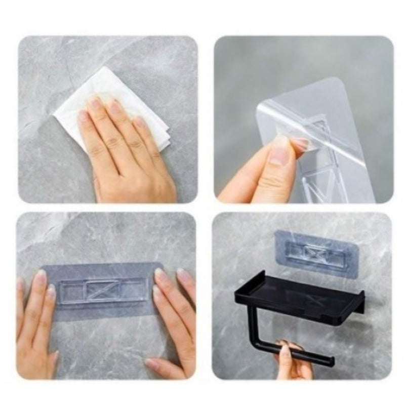 Tuvalet Kağıdı Askılığı - Raflı ve Yapışkanlı - Matkapsız Banyo Aksesuarı