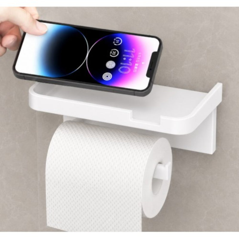 Tuvalet Kağıdı Askılığı - Raflı ve Yapışkanlı - Matkapsız Banyo Aksesuarı