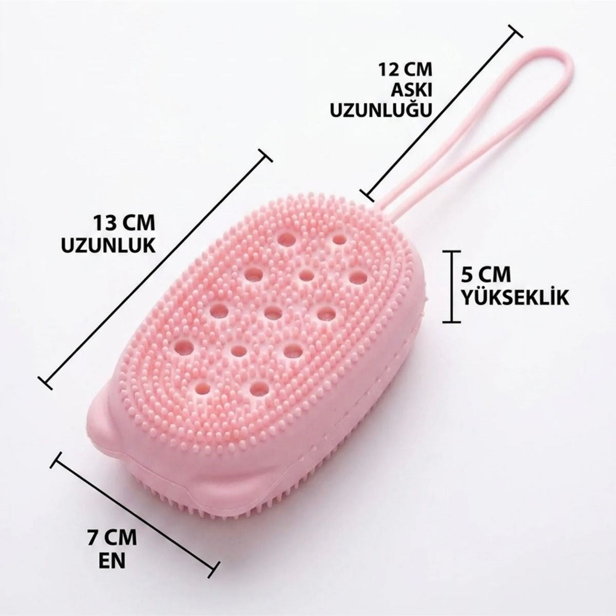 Peeling Etkili Süngerli Silikon Banyo Lifi - Asma Kancalı Duş Kesesi (5347)