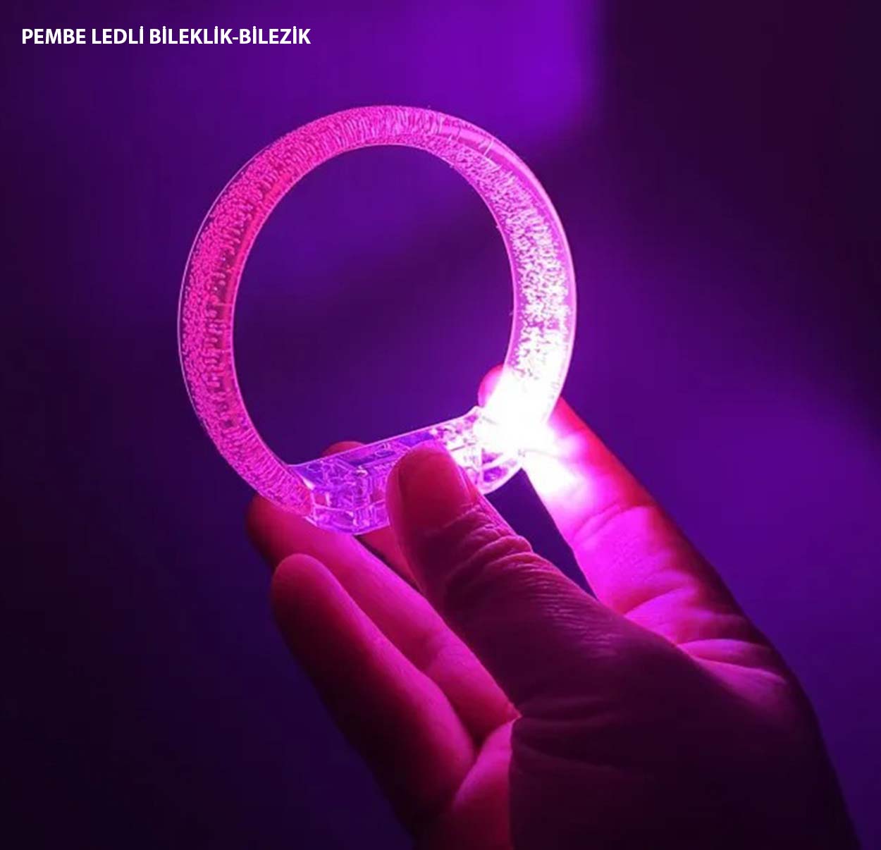 سوار/إسورة بطارية LED وردي قابل للطباعة، عرض 1.5 سم (5347)