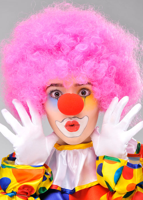 Pink Curly Bonus Wig and Red Nose Set