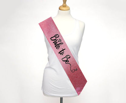 Pink and Black Wedding Ring Bride To Be Sash Belt