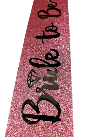 Pink and Black Wedding Ring Bride To Be Sash Belt