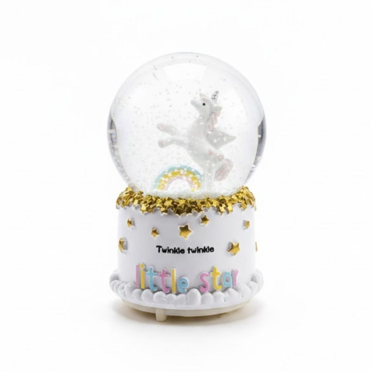Battery Operated Light-Up Musical Snow Globe-Pony Horse Figurine Fun Desktop Ornament, LED Illuminated Decorative Gift Snow Globe (5347)