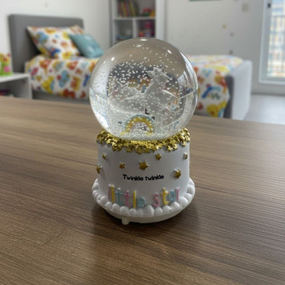 Battery Operated Light-Up Musical Snow Globe-Pony Horse Figurine Fun Desktop Ornament, LED Illuminated Decorative Gift Snow Globe (5347)