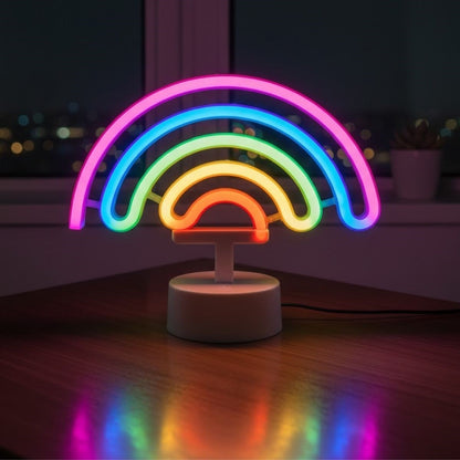 Plastik Gökkuşağı Neon LED Işık - Dekoratif Renkli Masaüstü ve Ambiyans Aydınlatması (5347)
