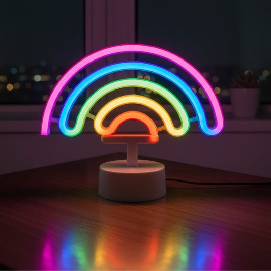 Plastik Gökkuşağı Neon LED Işık - Dekoratif Renkli Masaüstü ve Ambiyans Aydınlatması (5347)