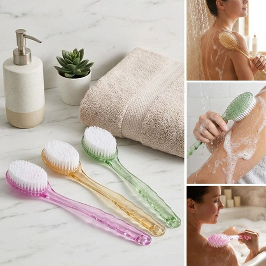 Plastik Saplı Vücut Temizleme Fırçası - Çok Amaçlı Sırt ve Vücut İçin Banyo ve Duş Kese Aparatı (5347)