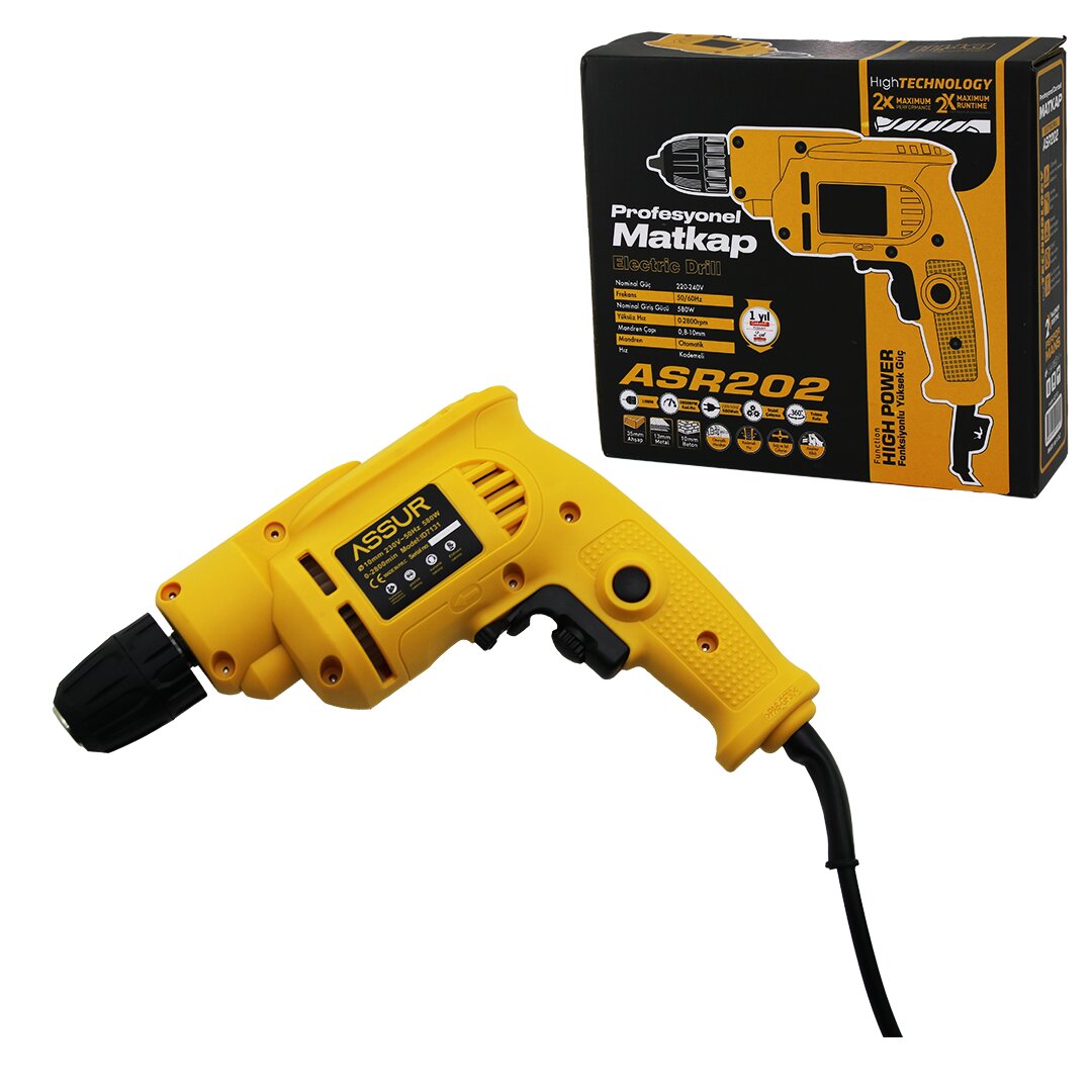PROFESYONEL MATKAP SIKMA - VİDALAMA FİŞLİ KADEMELİ HIZ AYAR OTOMATİK MANDREN 360 DERECE TUTMA KOL 580W 0.8-10MM ASR-202-7131 (5347)