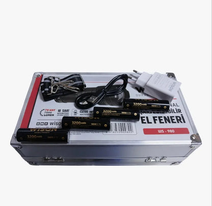 Profesyonel Zoomlu El Feneri | 60w - 7000 Lümen - 13.200 Mah - Type‑c - Metal Gövde (5347)