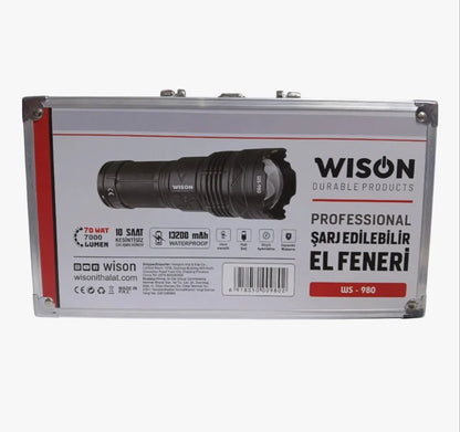 Profesyonel Zoomlu El Feneri | 60w - 7000 Lümen - 13.200 Mah - Type‑c - Metal Gövde (5347)