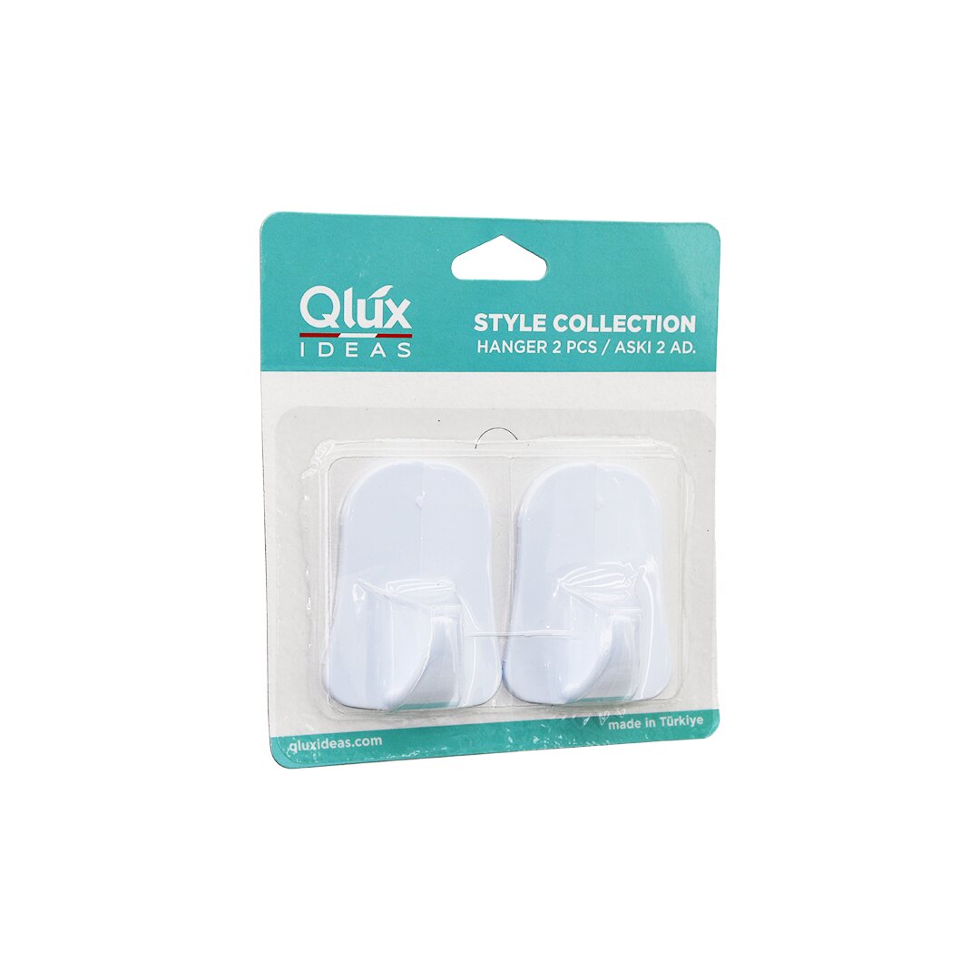 QLUX L-00735 2 قطعة علاقة ملابس بلاستيكية بيضاء معتمة (5347)