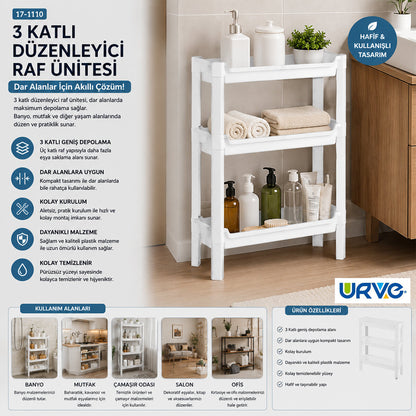RAFTY 3 KATLI SEPET ORGANİZER DÜZENLEYİCİ RAF ÜNİTESİ 465X145X500MM (5347)