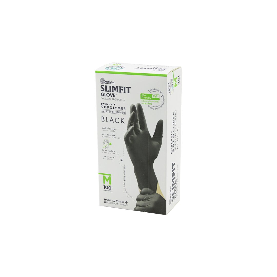 REFLEX SLİMFİT GLOVE KOD-032 M SİYAH PUDRASIZ MUAYENE ELDİVEN 100LÜ (5347)
