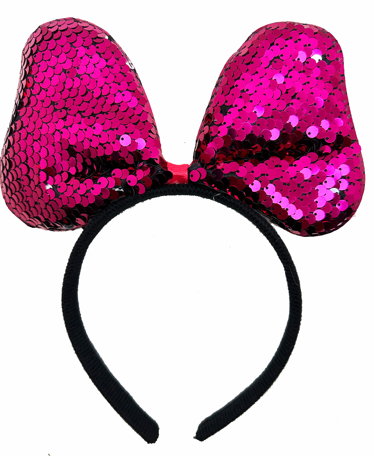تاج حفلات بفيونكة وترتر ومزيّن بالترتر يتغير لونه - فضي فوشيا 20x16 سم (5347)
