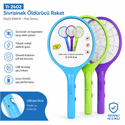 RENKLİ RAKET MODELİ ELEKTRONİK SİNEK ÖLDÜRÜCÜ CIZ MAKİNE HERHANGİ BİR RENK GÖNDERİLİR (5347)