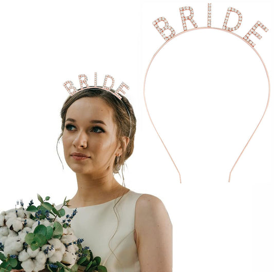 Rose Gold Bachelorette Crystal Rhinestone Bride Tiara