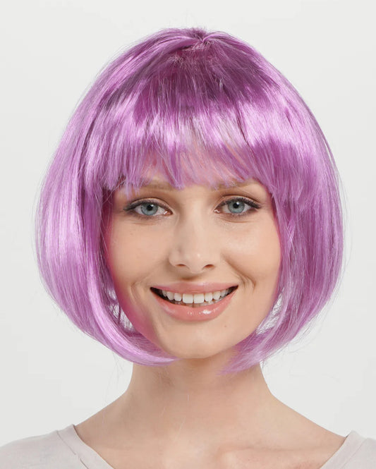 Rose Pink Straight Cut Bob Party Wig Short Synthetic Hair (5347)
